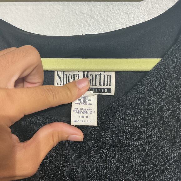 Sheri Martin Black Lace Midi Vintage Shift Dress Sz 4 - Picture 5 of 10